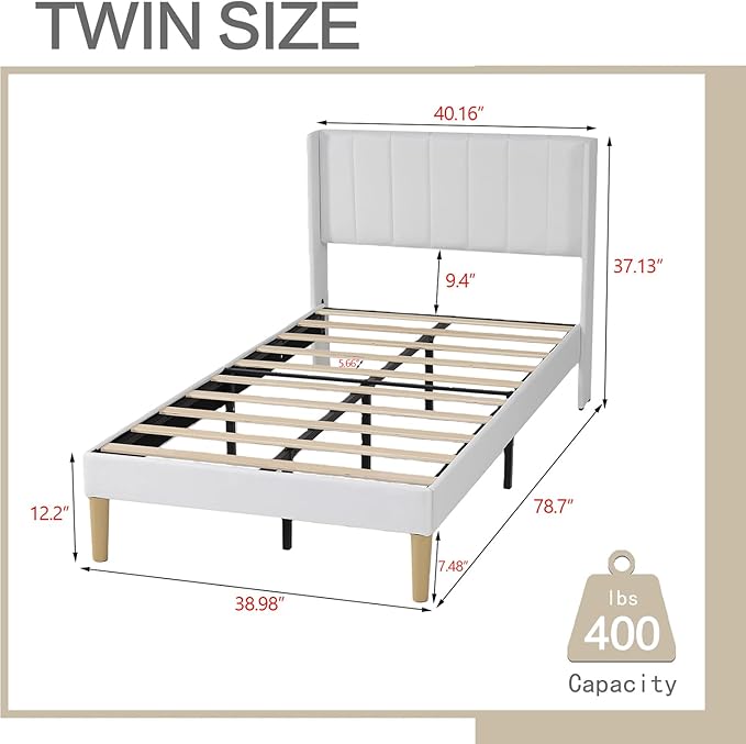 AGARTT Upholstered Platform Bed Frame Twin Size
