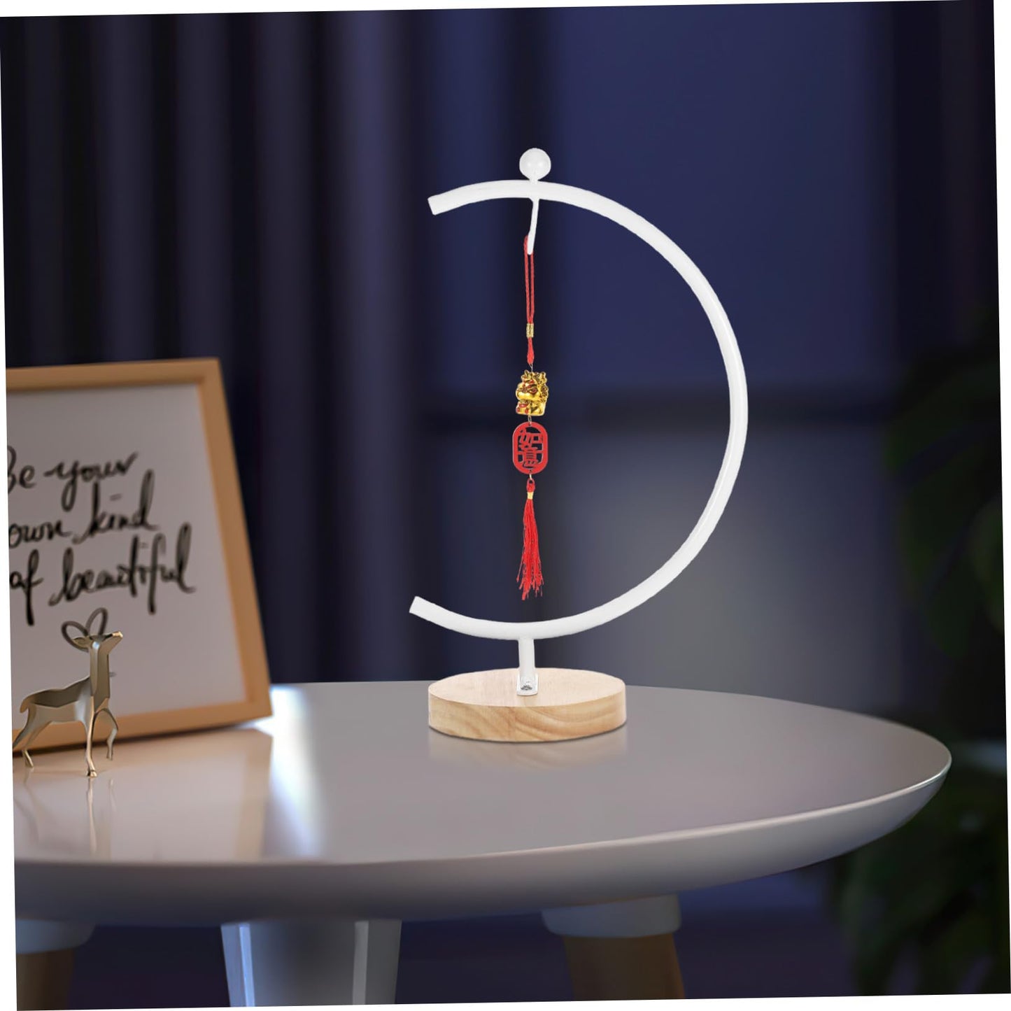 DECHOUS Wooden Base Ornament Display Stand with Hook for Hanging Globe Terrariums and Air Plants Space-saving Hanger Rack for Glass Balls Elegant Indoor Decor for Weddings and Home