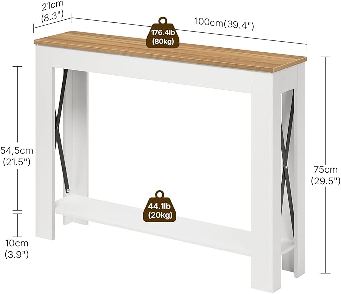 YATINEY Farmhouse Console Table, 39.4'' Small Narrow Entryway Table, Wood Couch