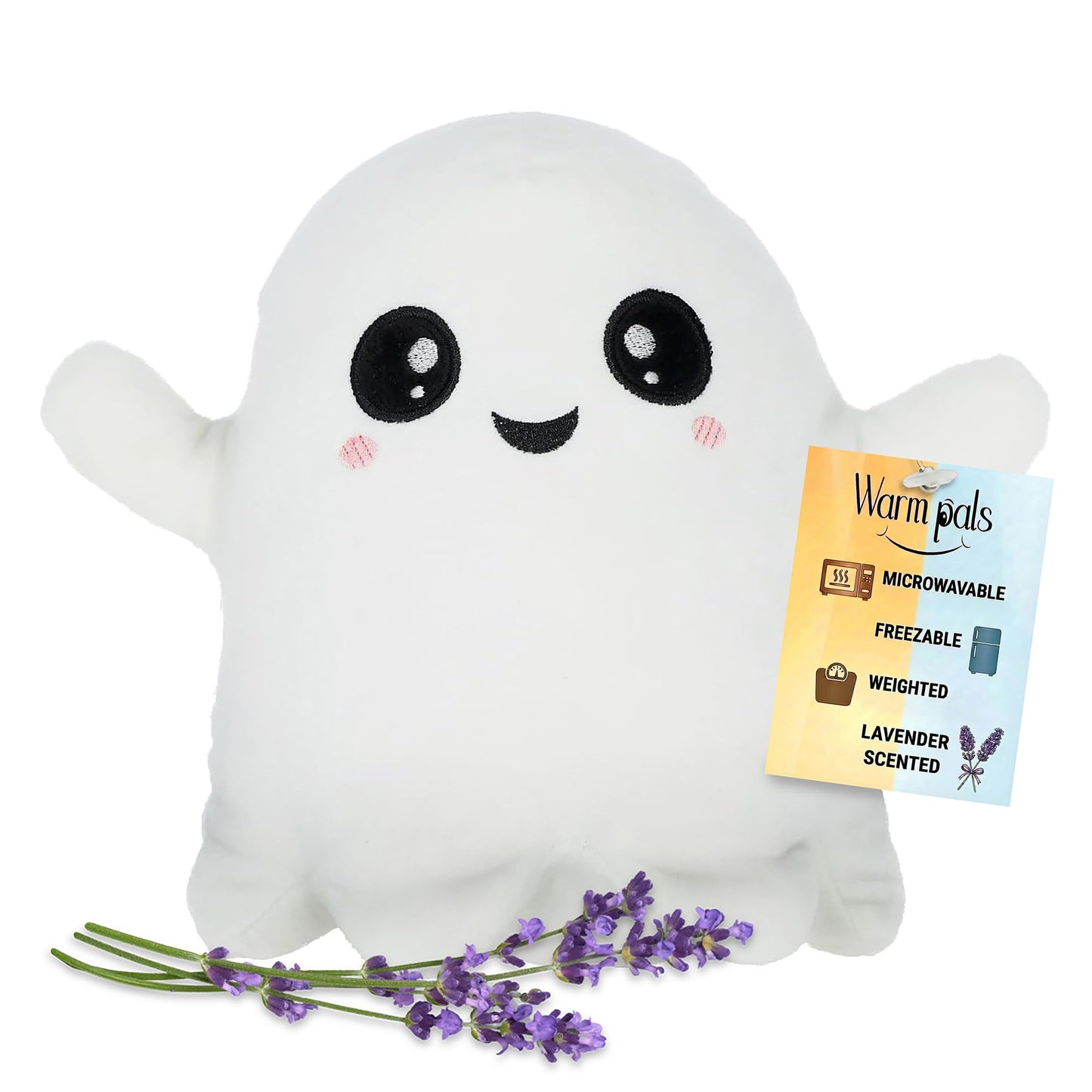 1i4 Group Glow in the Dark - Ghost - Microwavable & Weighted Plush Stuffed Animal - Heated Plushie for Warmth - Cute, Soft, Cozy Toy for Adults & Children (Boys, Girls, & Toddlers) by Warm Pals