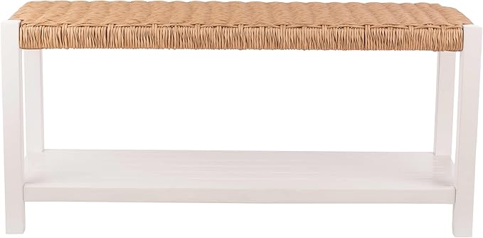 Alaterre Furniture Bench with Handcrafted Woven Rope Seat