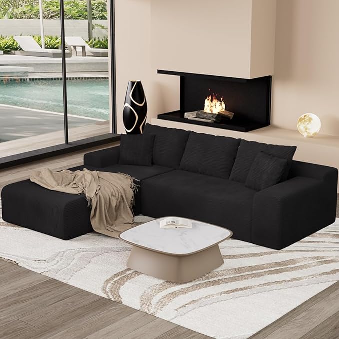 96" L Shaped Modular Sectional Sofa, Boneless Cloud Couch