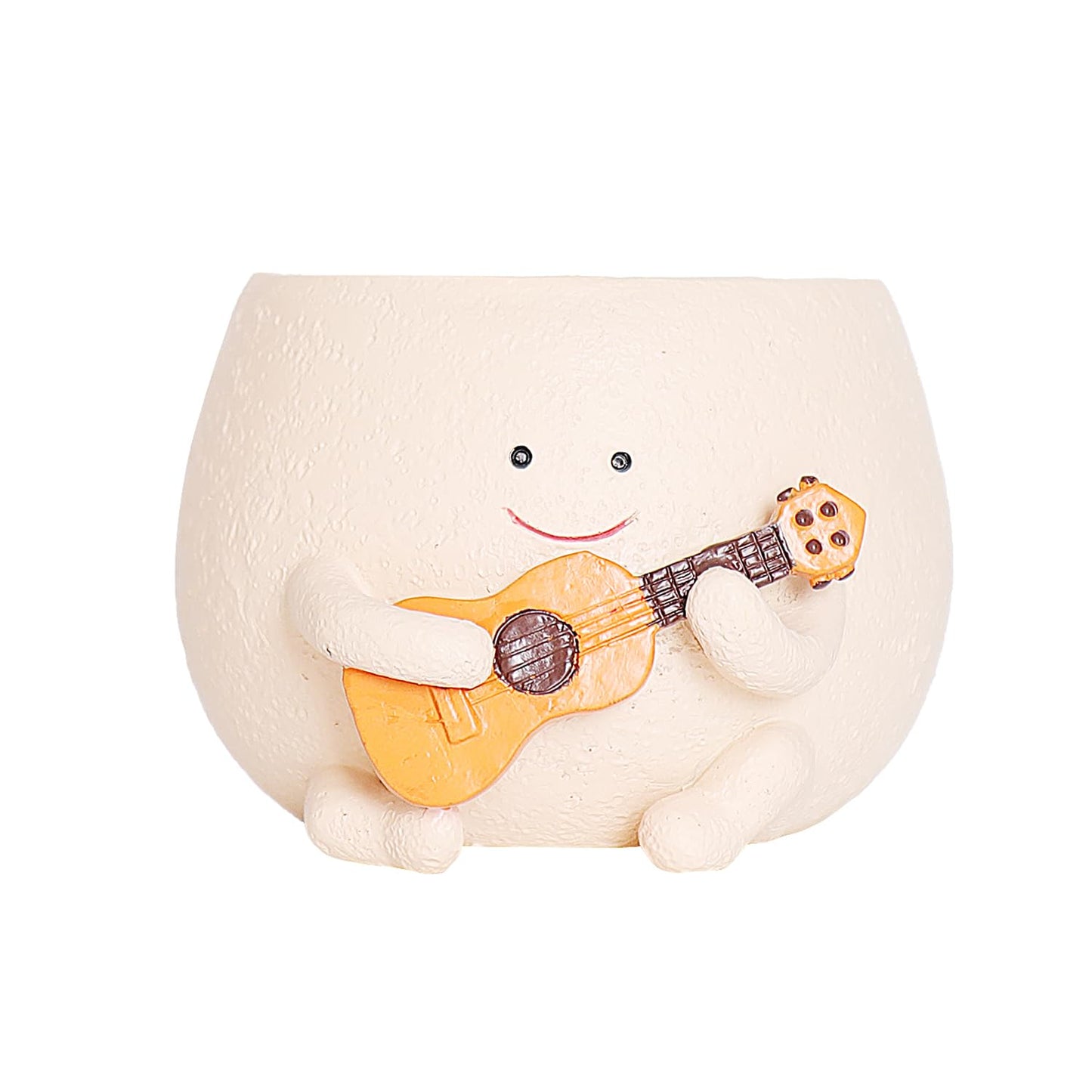 QIAOLY Planter Pot with Drainage Hole Cute Resin Head Planters for String of Pearls Plant Live Unique Guitar Succulent Pots for Indoor Outdoor Plants Gift IdeaI for Christmas (Large)