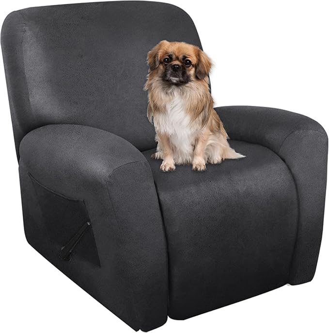 ANARACHON Leather Look Recliner Chair Covers Stay in Place 4-Piece Recliner