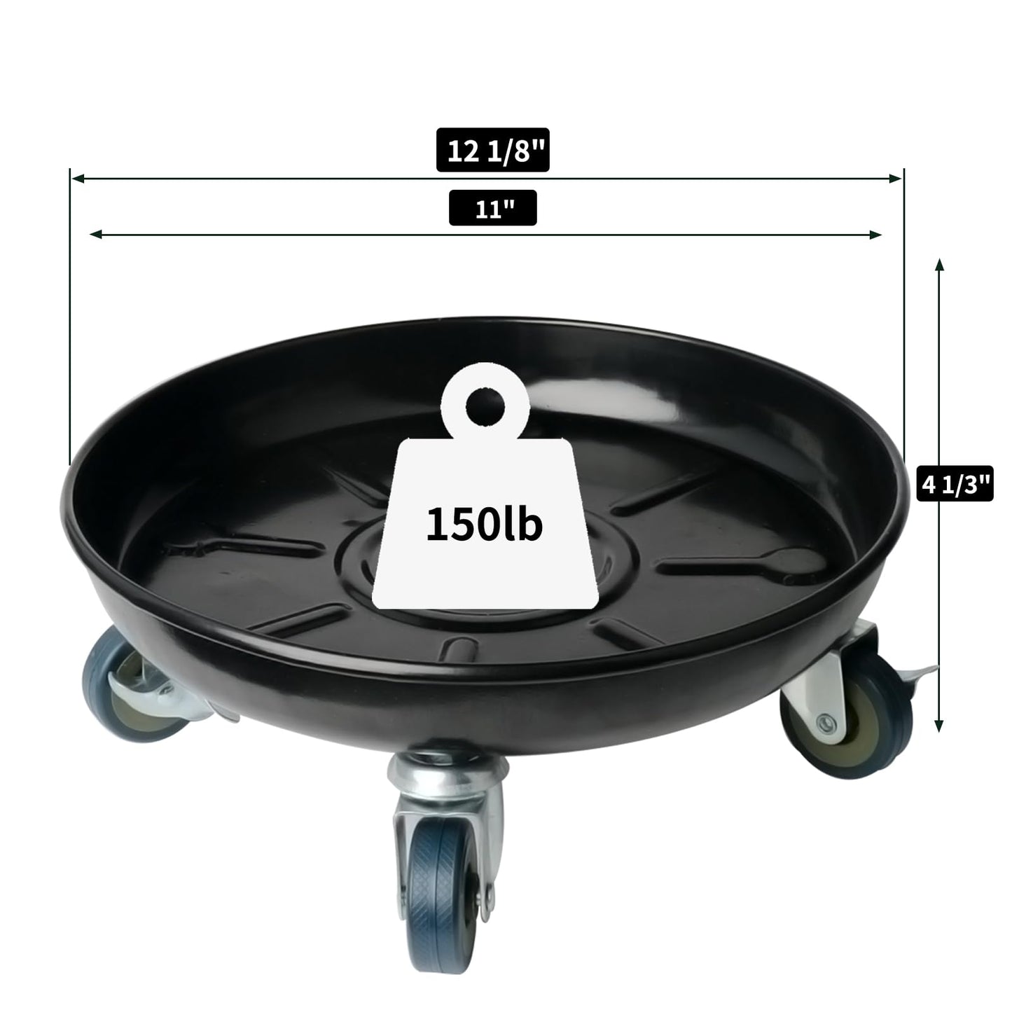 Tadpolebaby Heavy-Duty Plant Caddy with Wheels 12 Inch, 360° Lockable Caster,Outdoor Rolling Plant Dolly That is Not Easily Rusted, Indoor Metal Plant Cart with Rollers, Plant Pot Trolley, Black 3Pack