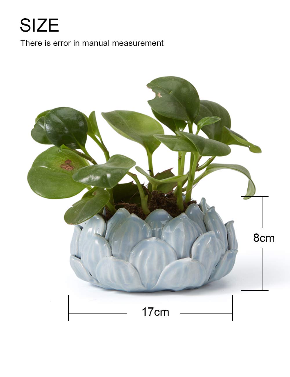 SEINHIJO Indoor Planter Ceramic Succulent Cactus Pot Flower Gift Modern Decor Art for Living Room Office Home Blue 7.1inch