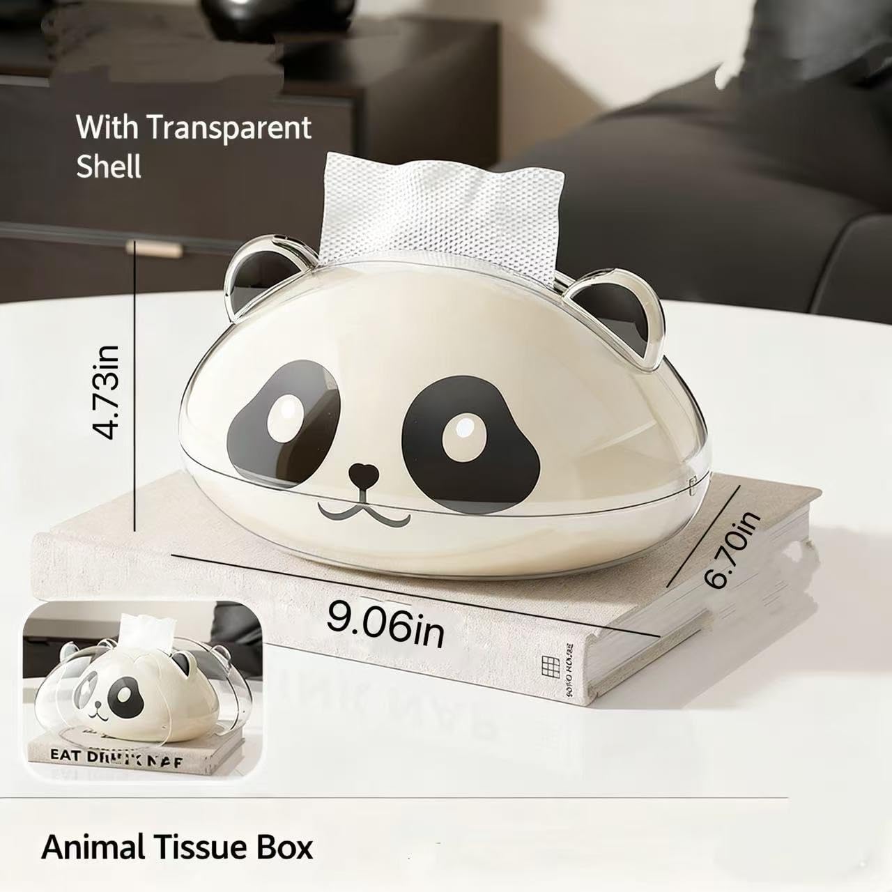 Desktop Tissue Holder,Cute Tissue Box Cover,Black-and-White Animal Pattern Design,Ideal for Office Or Living Room Napkin Storage