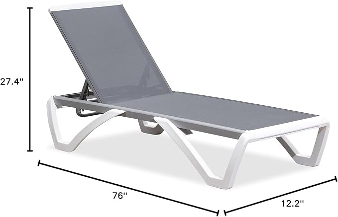 PURPLE LEAF Patio Chaise Lounge Chair Outside Aluminum Plastic Stackable
