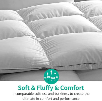 APSMILE Lightweight Down Feather Fibers Comforter Oversized King Size, Light Warmth Duvet Insert for Hot Sleepers/Warm Weather - Luxury Hotel Collection Comforter for Summer(White, 120"x98")