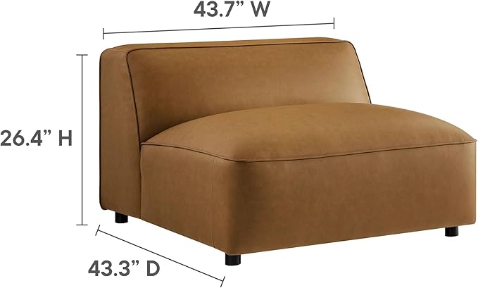 Modway Auren Vegan Leather Modular Armless Chair in Camel