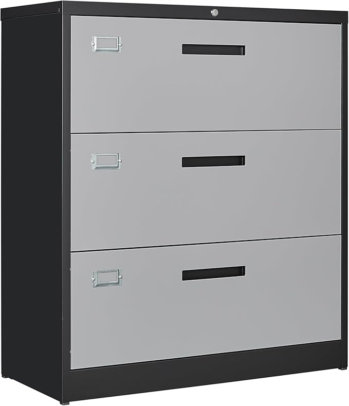 Letaya File Cabinet with Lock-Lateral 3 Drawer Metal Filing
