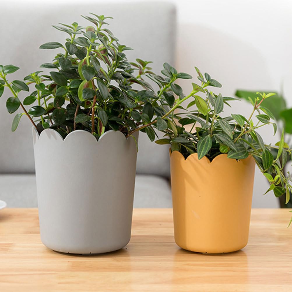 Kisangel 10 Sets Flowerpot Indoor Bonsai Plant Nursery Pot Garden Cotta Pots Cotton Rounds Holder Flowers Decor Tray Decor Artificial Plants with Tray Office Potted Plant Plastic