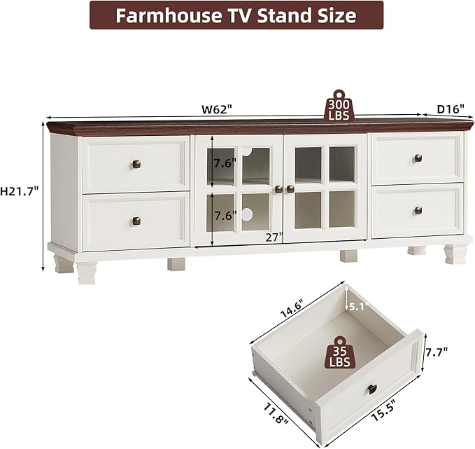 SAVOR LIFE TV Stands for Living Room, Farmhouse Entertainment Center, Rustic