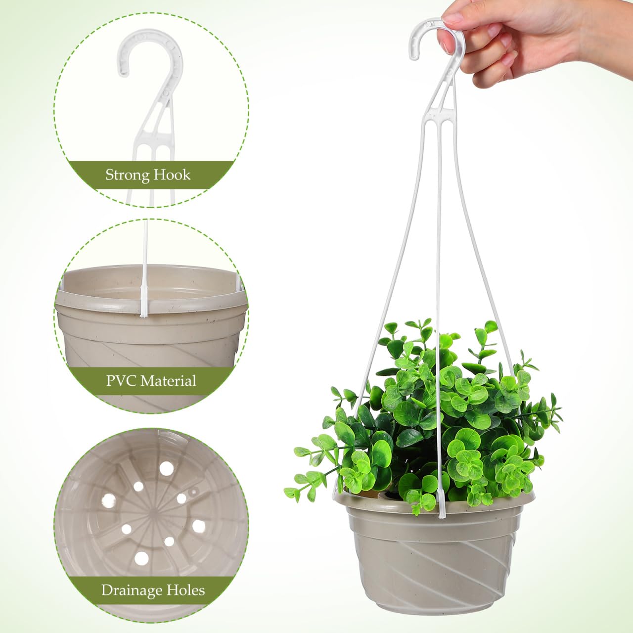 balacoo 6.69 Inch Plastic Hanging Planters with Drainage Holes and Hooks Lightweight Window Planter Pots for Indoor Outdoor Balcony Garden Set of 4 Hanging Baskets