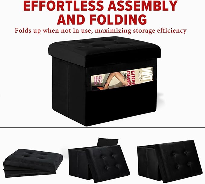LINMAGCO Storage Ottoman Folding Foot Stool Foot Rest