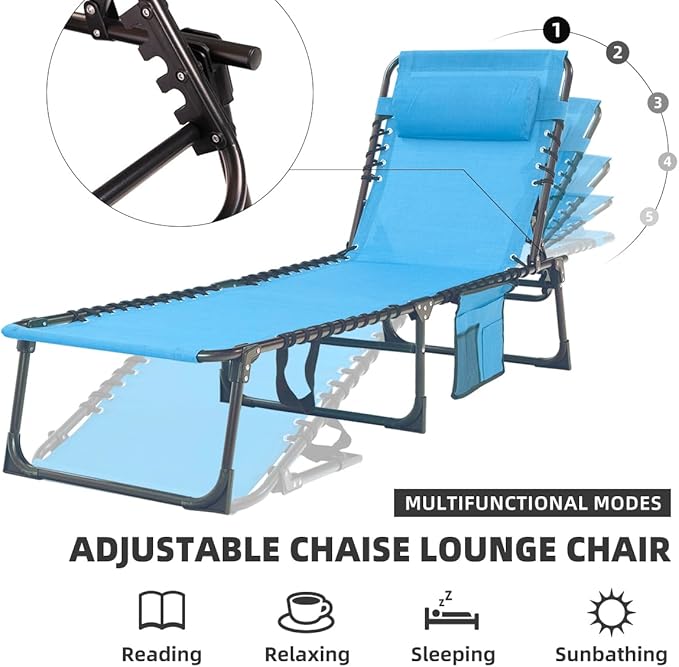 Patio Lounge Chair Folding Chaise Bed