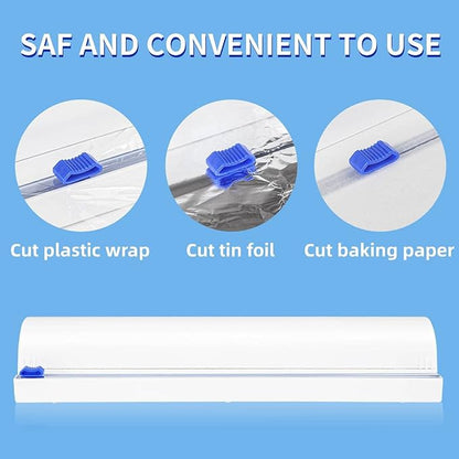 Refillable Plastic Wrap Dispenser with Slide Cutter, Fovanga cling wrap with slide cutter for 250ft Tin Aluminum Foil Dispenser