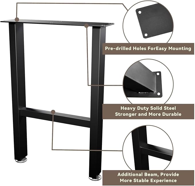 H Bench Legs 16 Inch Metal Coffee End Table Legs