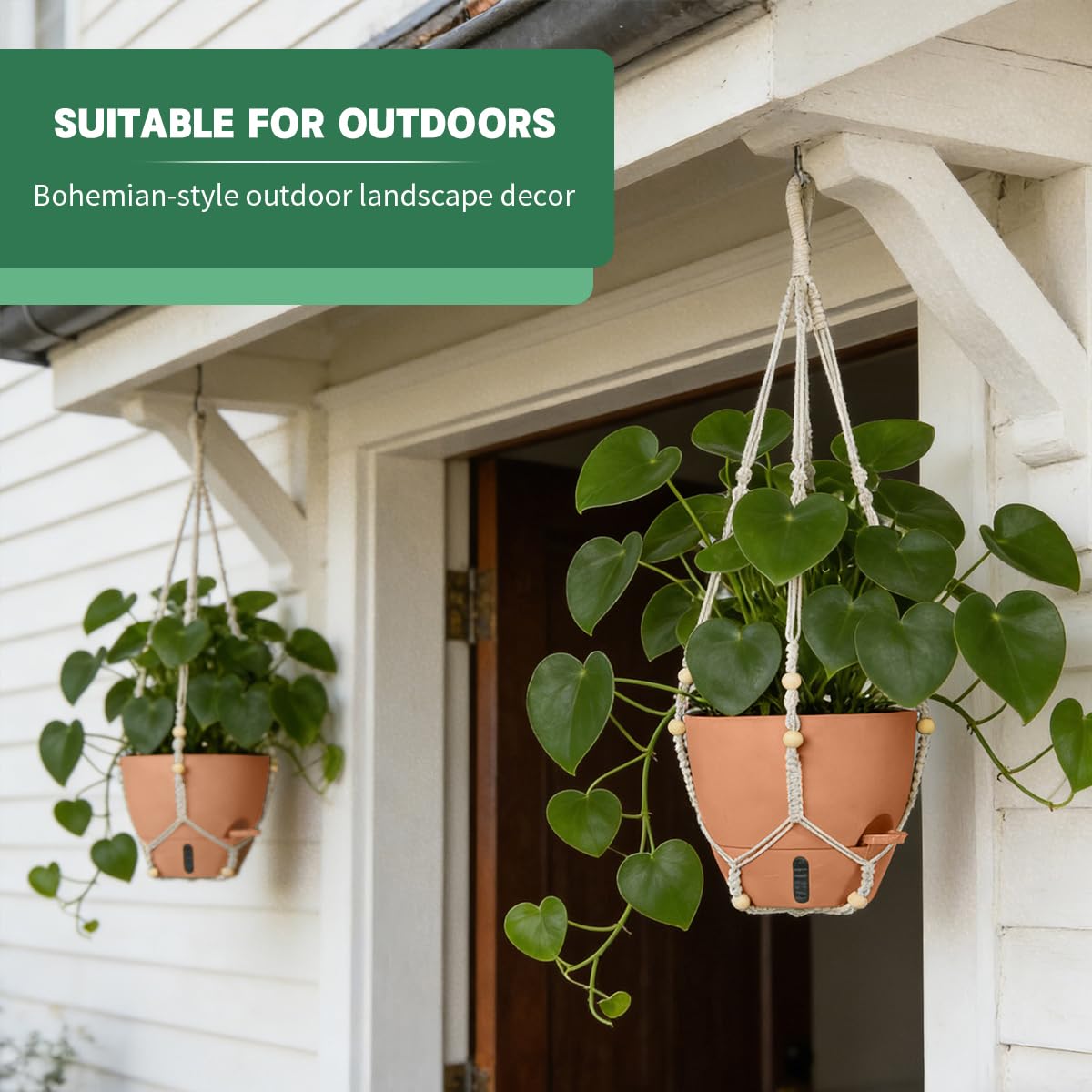 YUNLINGAA Self-Watering Hanging Planters for Indoor Plants Set 2-Piece Includes Plant Hanging Pot, Drainage-Hole Hanging Pot, and Hanging Basket Rack (Terracotta,10 Inches)