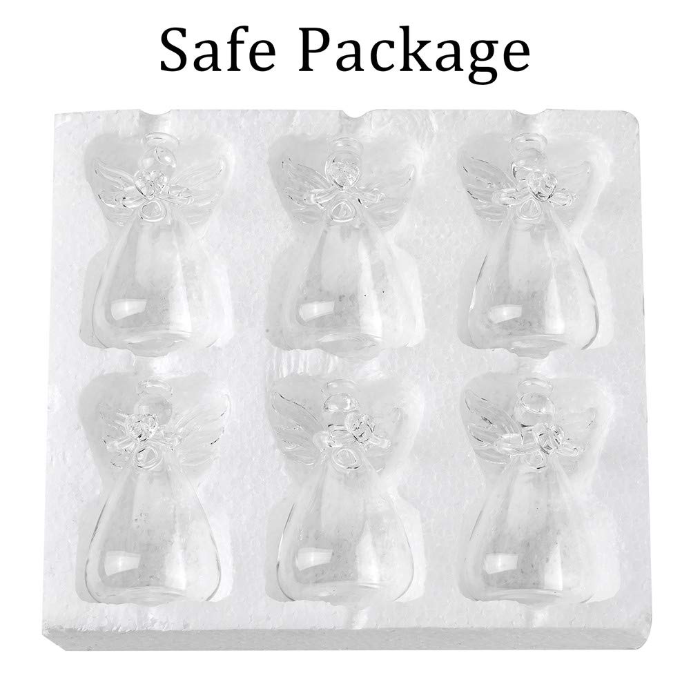 Sziqiqi Clear Glass Guardian Angel Vases Bulk for Hanging Vases for Buds Cuttings Greenery Hydroponic Plant Containers Room Ornaments Bautizo Decorations 3.5inch/4Pcs