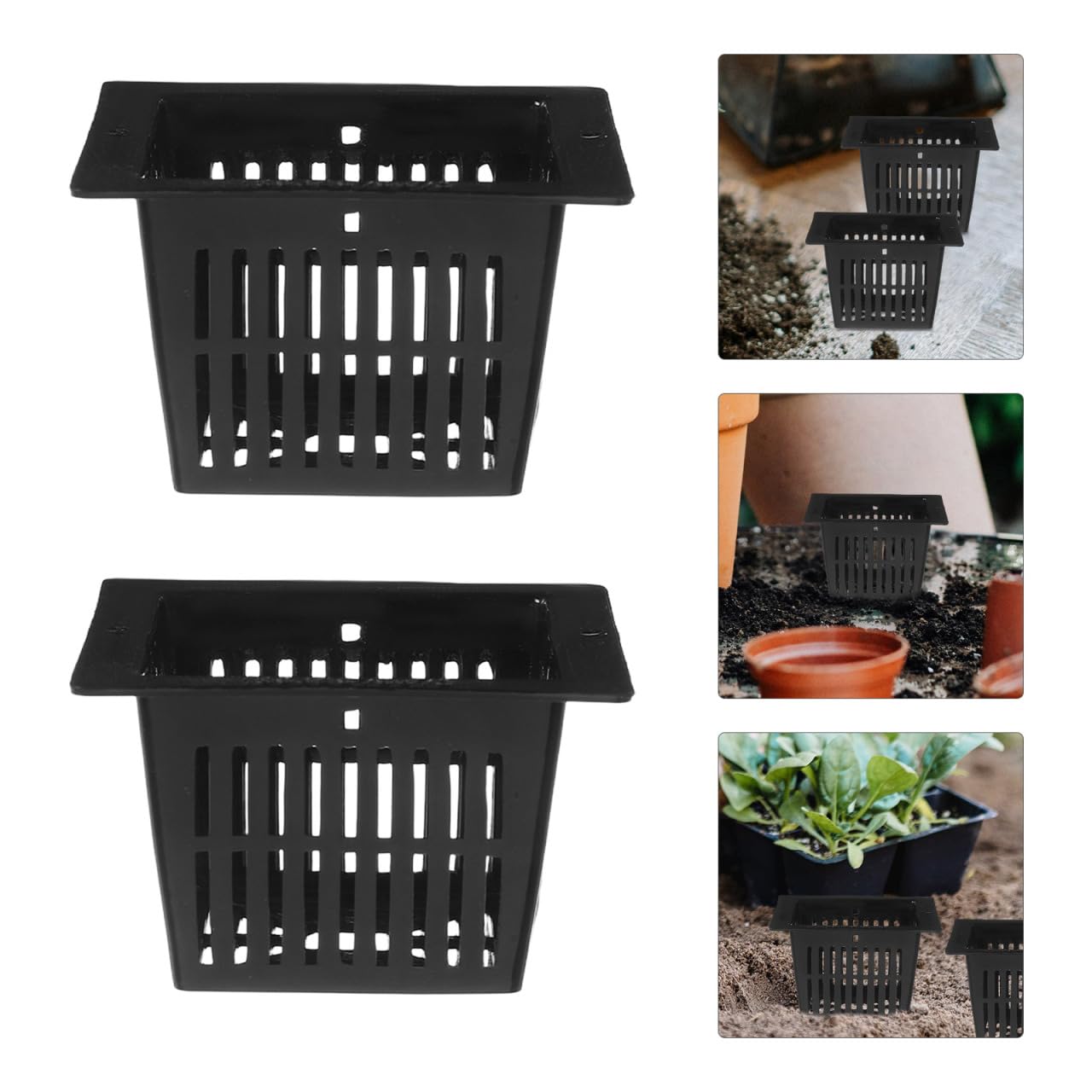 Yardwe 10Pcs Square Planting Baskets 2.24X2.24X1.45In Plastic Aquatic Plant Basket Mesh Pots for Aquarium Hydroponics and Aquaponics Gardening
