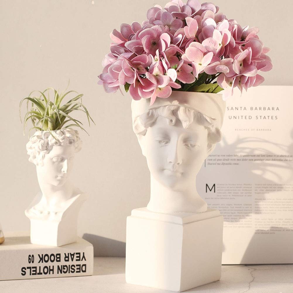 3UOOWWFA Head Planter, Resin Succulent Planter Greek Statue Lady Vase for Indoor Outdoor Decoration-d 18x28cm(7x11inch)