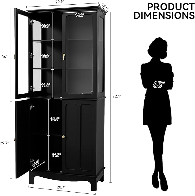 ARTPOWER 72" Freestanding Kitchen Pantry Storage Sideboard, Classical Tall