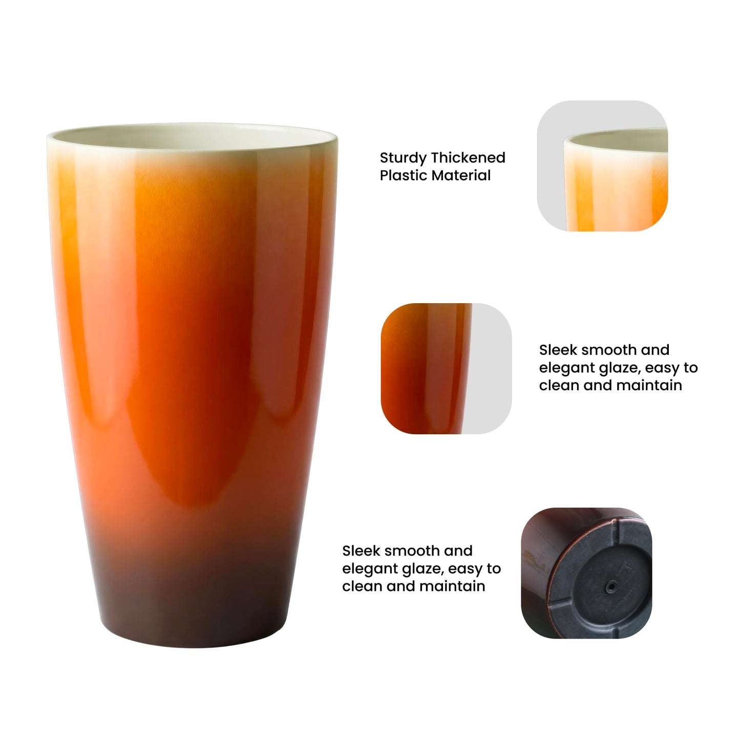 Lucieblessdesign 21 inch Tall Planters for Outdoor & Indoor Plants, Set of 2 Large Outdoor Planters for Porch, Tall Planter (Orange)
