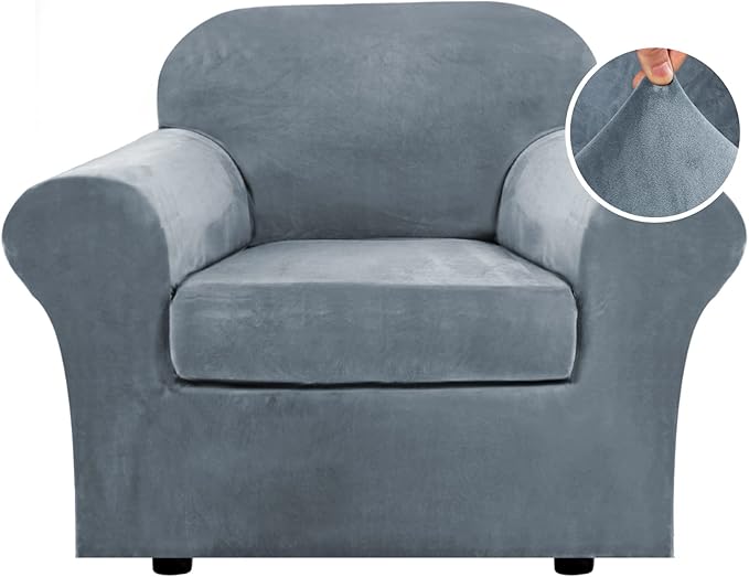 H.VERSAILTEX Rich Velvet Stretch 2 Piece Cover Chair Slipcover Sofa Cover
