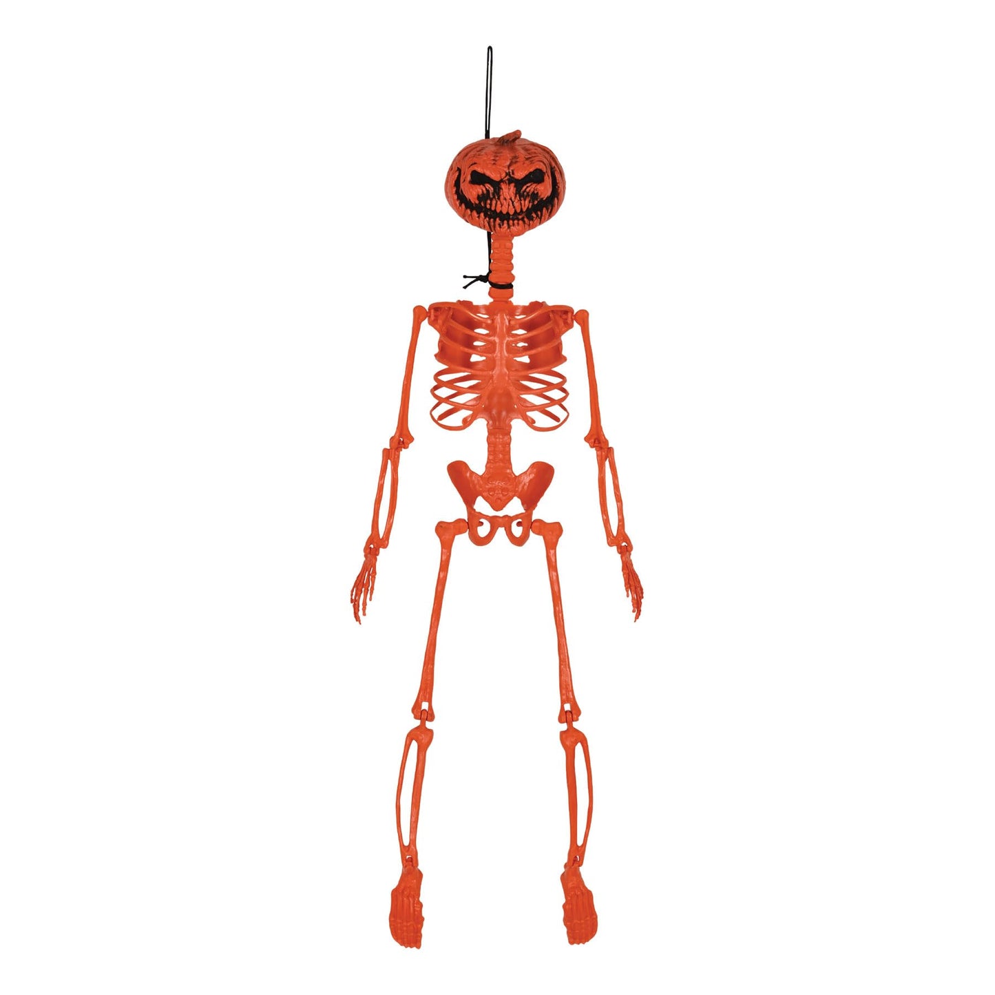 Beistle 27" Plastic Hanging Pumpkin Face Skeleton For Halloween Party Decorations, Celebrating With You Since 1900