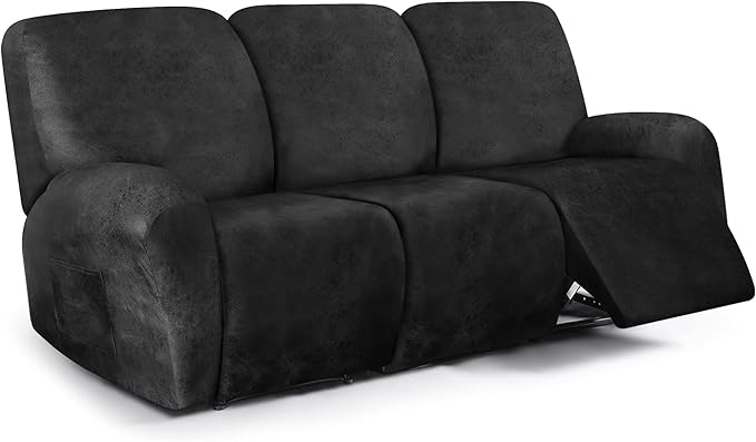 ANARACHON Leather Look Recliner Couch Cover, 8-Pieces Stretch Recliner Sofa