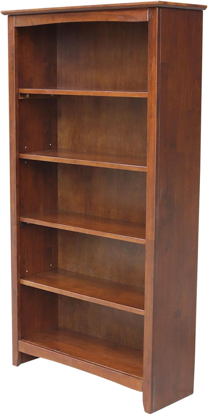 International Concepts, Solid Wood Bookcase 60" High, Adjustable Shelves