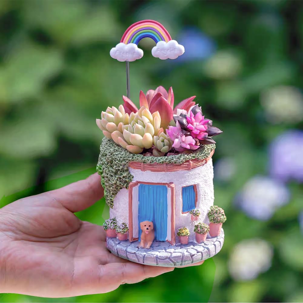 OULIGET Creative Garden House Plants Flower Pot with Drainage Holes,Cute Dog Succulent Plant Pot Decorated Desk,Garden,Living Room