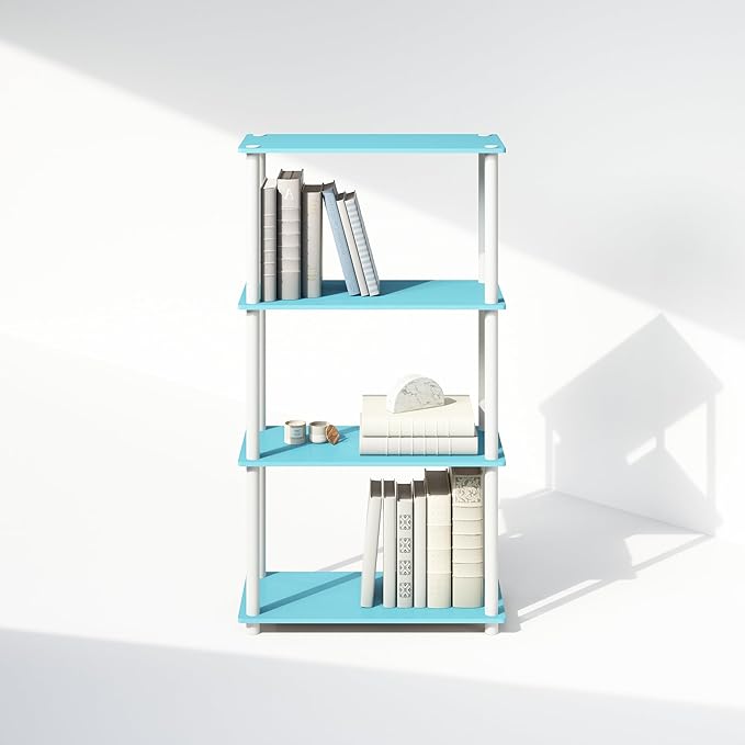 Furinno Turn-N-Tube Book Shelf, 4-Tier Bookshelf, Bookcase
