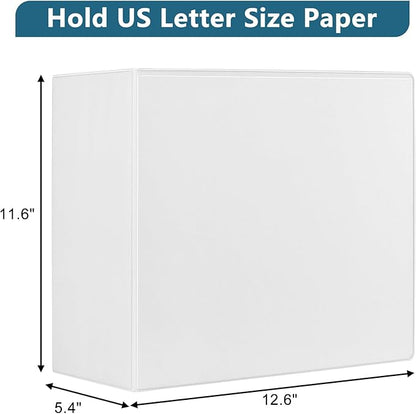 5-Inch 3 Ring Binder, Standard 5" Slant-D Ring Binder Fit Letter Size Paper, Presentation View Binders, White, 6-Pack