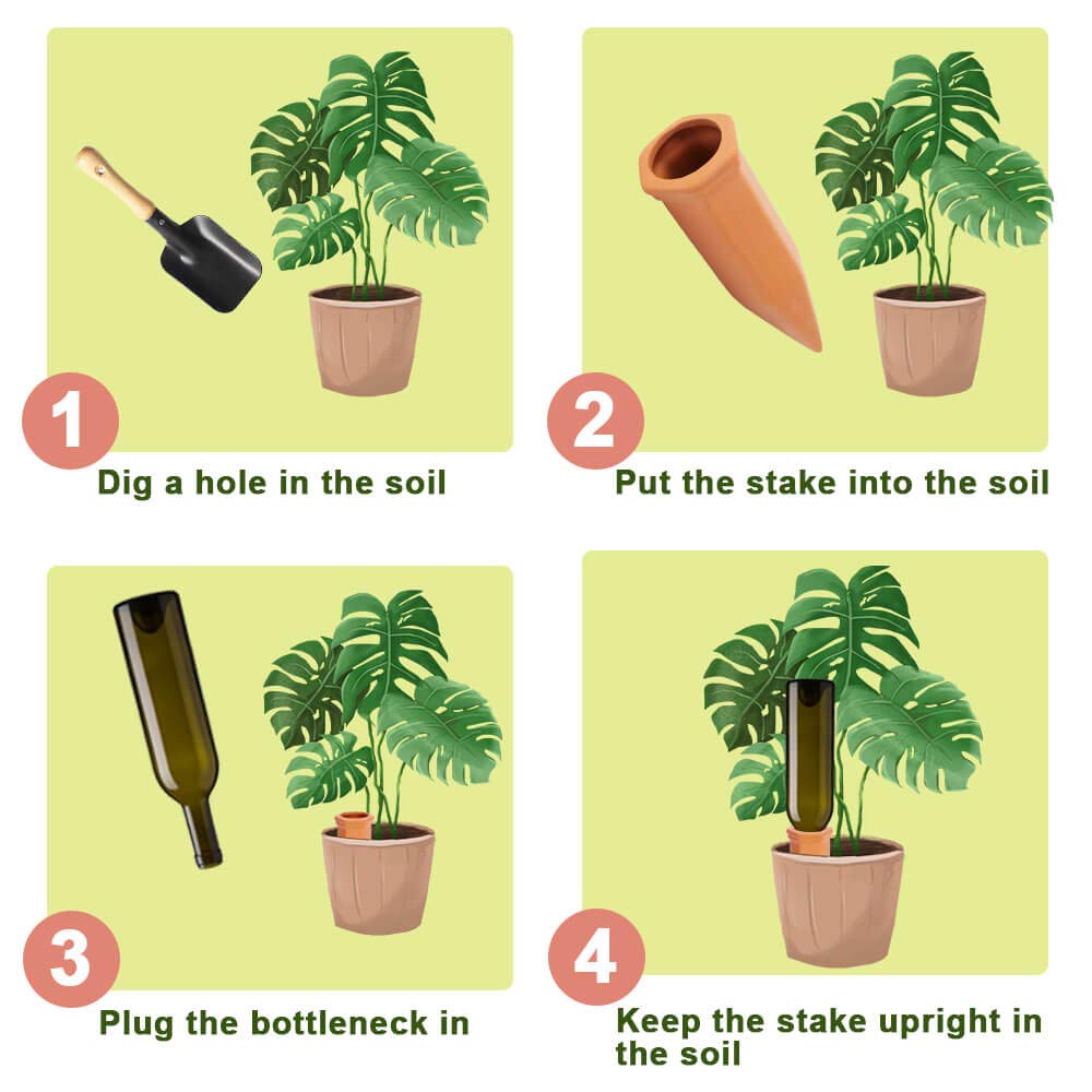 vensovo 8pcs Terracotta Watering Spikes - Automatic Self Watering Stakes, Plant Watering Devices for Wine Bottles Recycled Bottles, Clay Plant Garden Waterers for Vacations