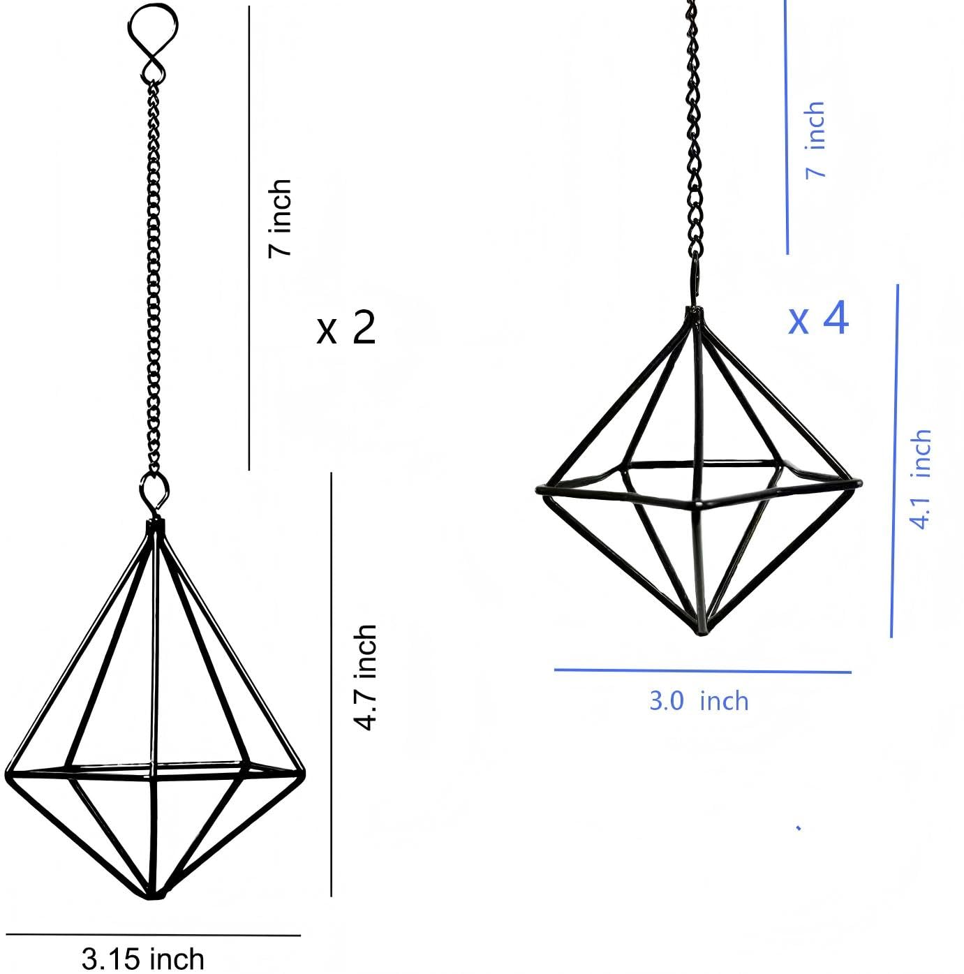 PUDAPU 6 Pack Gold Diamond Hanging Air Plant Holders with Chains, Small Unique Metal Air Plants Live Holders for Tillandsia and Air Ferns, Indoor Hanging Planter Decor