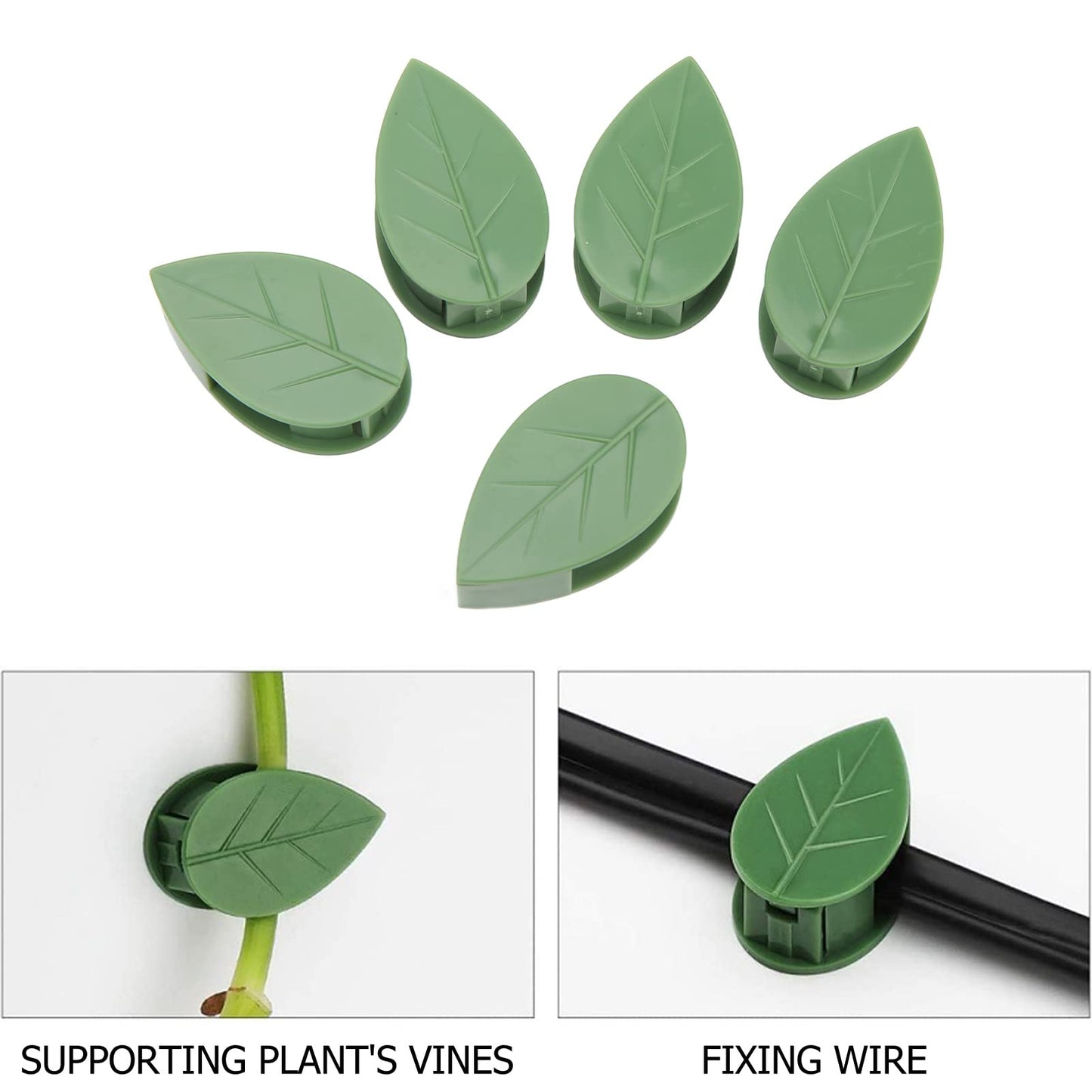 100 Pcs Plant Climbing Wall Fixture Clips Self Adhesive Hook Wall Vines Traction Fixing Support Binding Clips Invisible Holder Climbing Plant Garden Green Leaf Indoor Outdoor Decoration