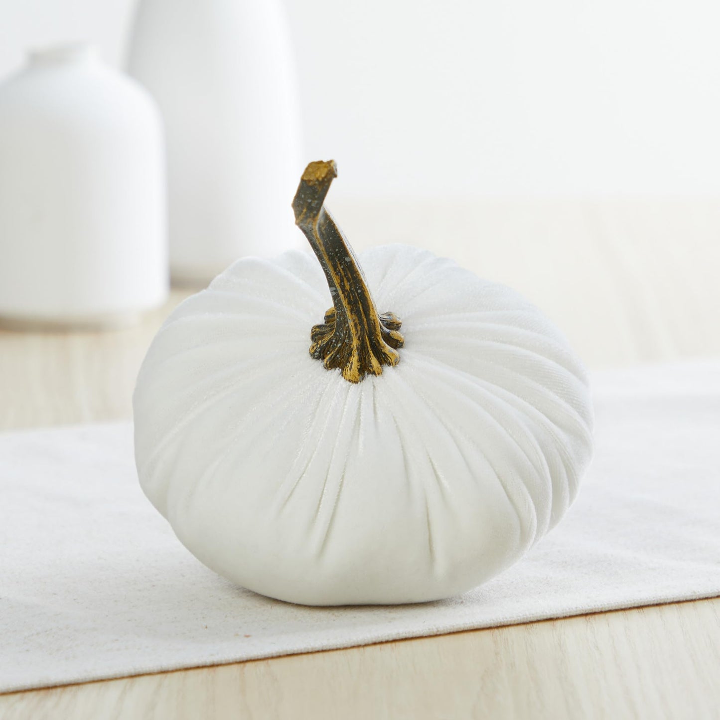 Your Heart's Content Set of 3 Small Velvet Pumpkins, Fall Wedding Centerpiece, Modern Rustic Farmhouse, Mantel Decor, Thanksgiving, Classic Gift (Sm Gray Taupe Ivory)