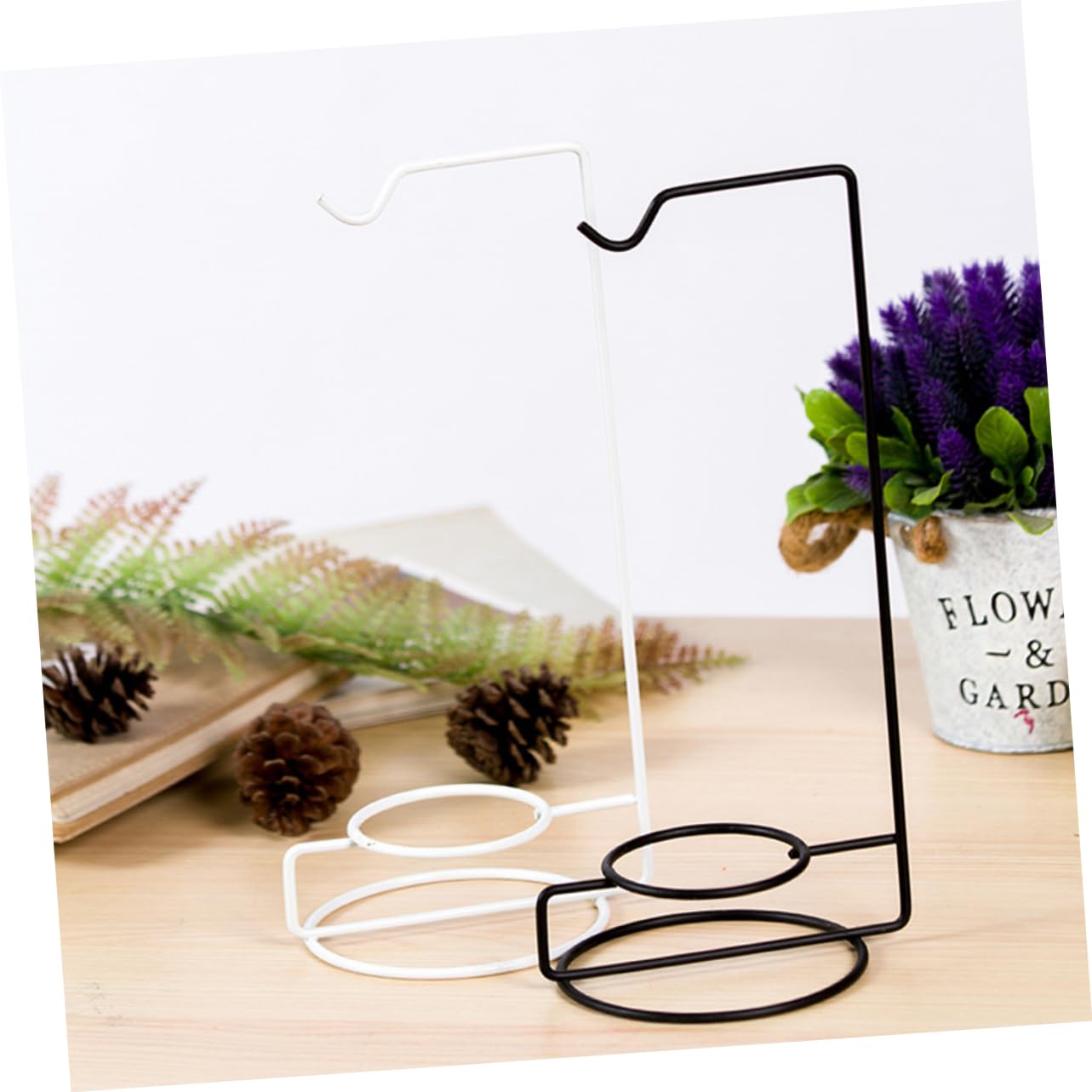HAKIDZEL 5pcs Micro-Landscape Hydroponics Display Stand Glass Iron Plant Hanger Indoor Terrarium Decor