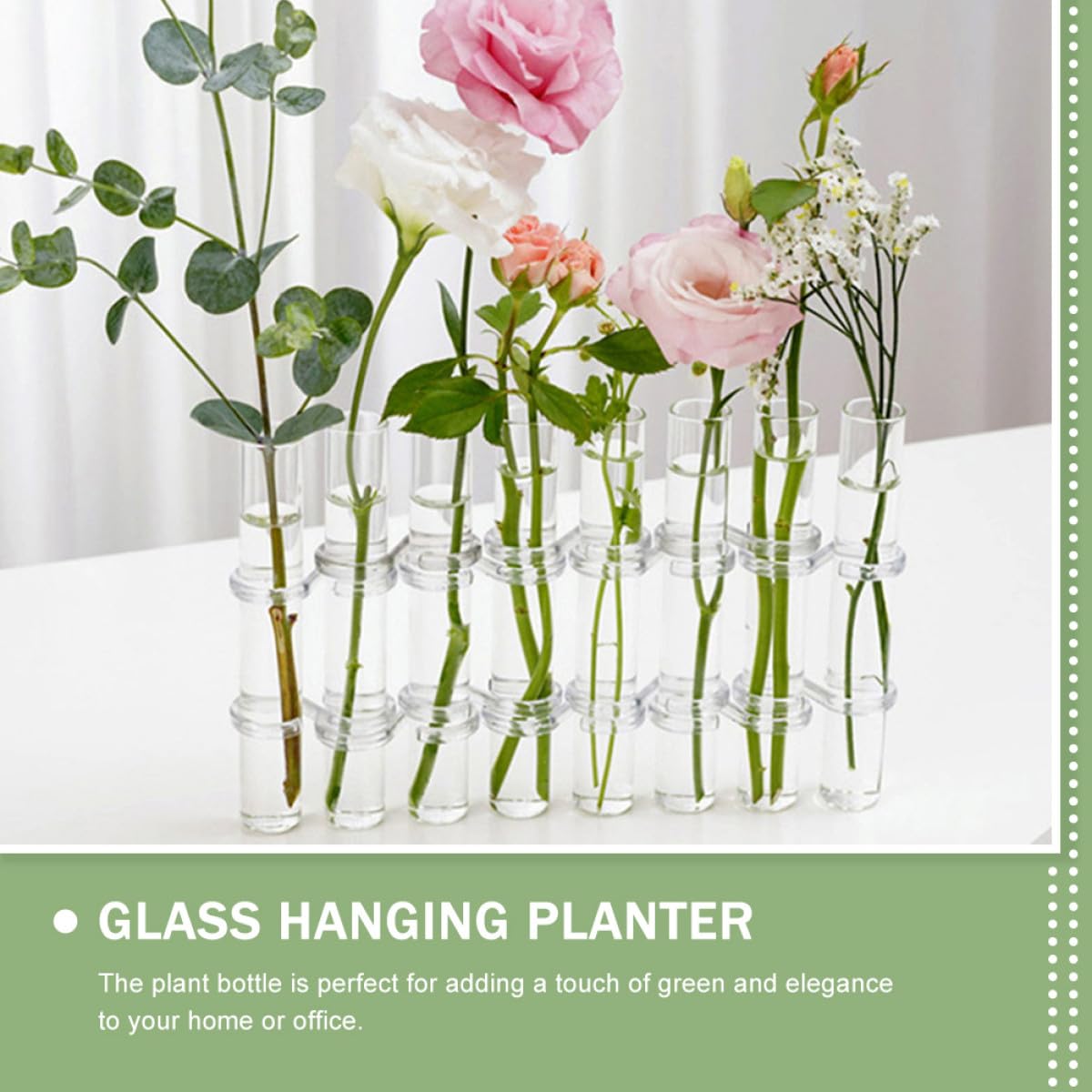 Toyvian Glass Vase for Indoor Plants Propagation Tubes Large Test Tube Flower Vase with Brush 8pcs Set Hydroponic Home Decor Terrarium Pot