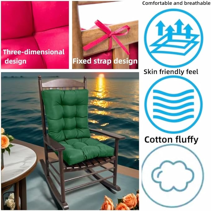 Chair Cushion Set for Rocking Chair, Rocking Chair Cushion, Overstuffed Seat