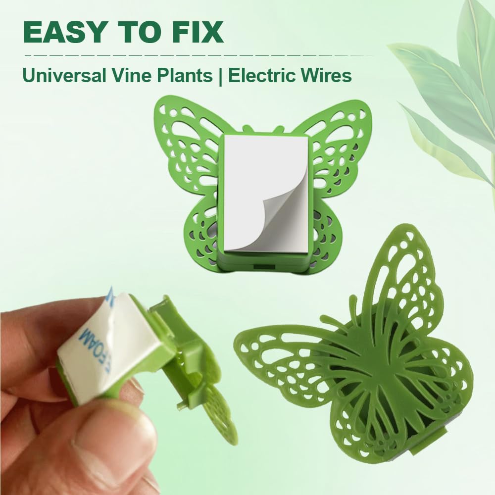 Plant Climbing Wall Fixture Clips, 2026 New Butterfly Leaf Shape Wall Plant Support Hook, Invisible Plant Support Clips Vine Traction Holders for Climbing Plants Indoor Outdoor (200 PCS, Butterfly)
