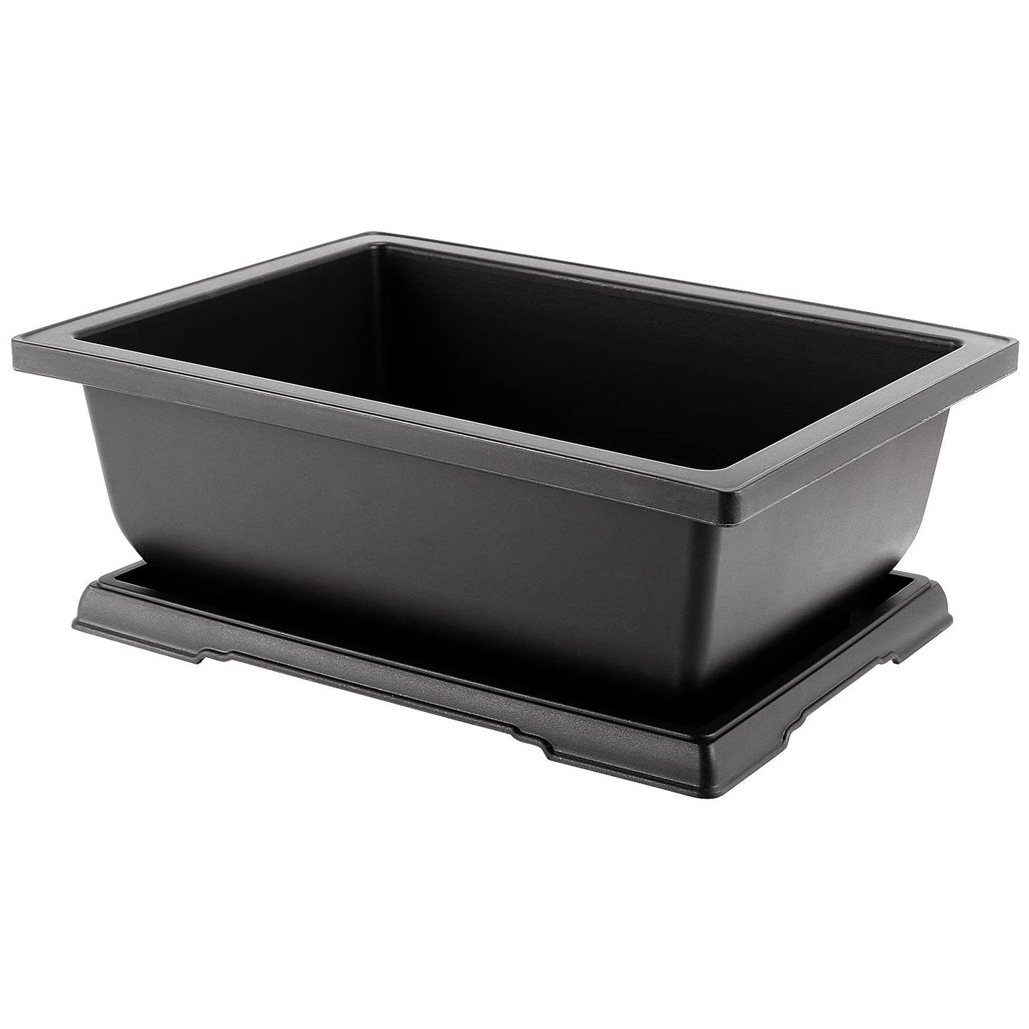 JOIKIT 10 Pack 9 Inch Plastic Bonsai Training Pots with Drainage Hole and Trays, Rectangular Bonsai Tree Pots, Plant Growing Pot for Garden, Decoration, Balcony