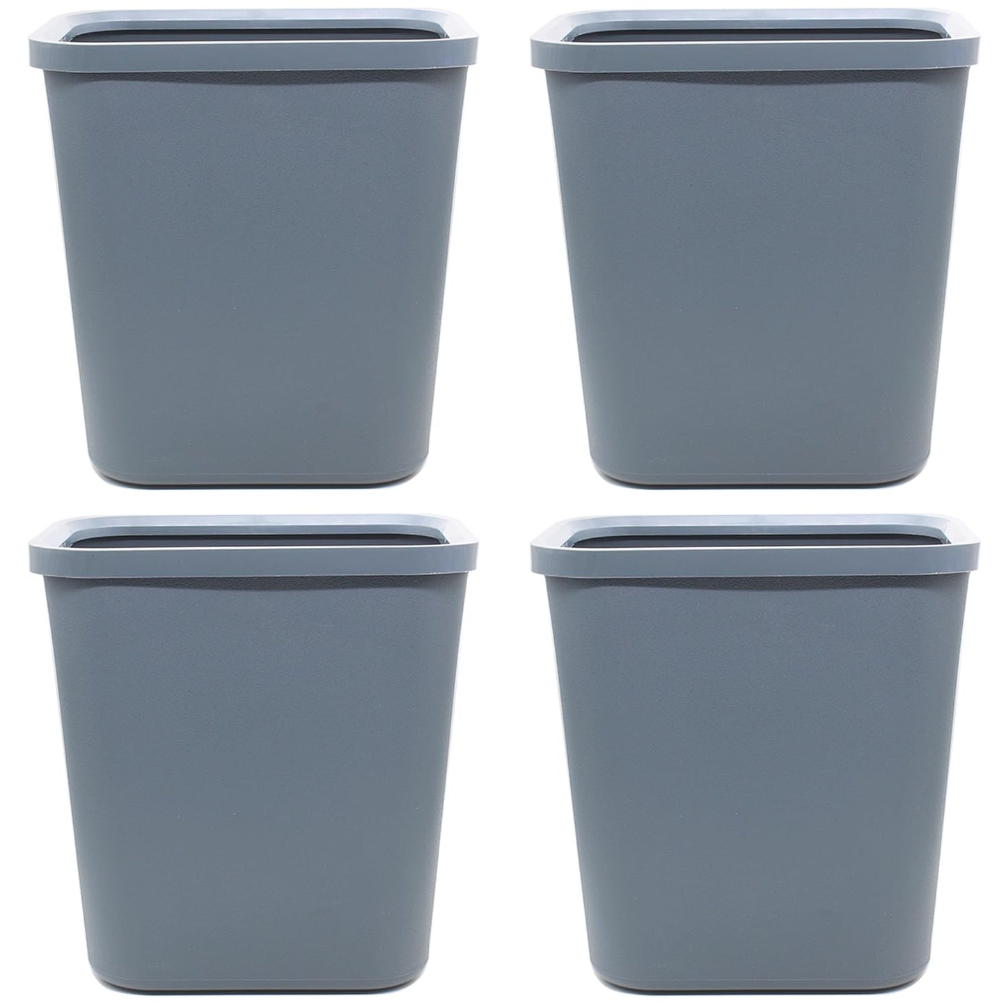 Halyuhn Small Waste Basket 4 Pack, 2 Gallon/8 L Blue Grey Garbage Can for Office, Bedroom, Bathroom and Kitchen, Office Trash Can with Snap Ring Fits Narrow Space, Plastic Trash Bin Waste Basket