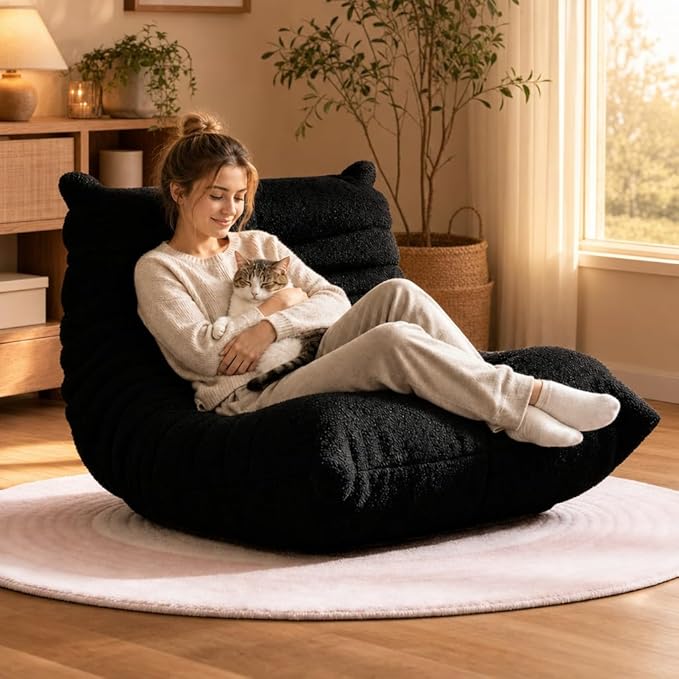 Giant Bean Bag Chair for Adults, Comfy Chairs for Bedroom, Memory Foam Chair