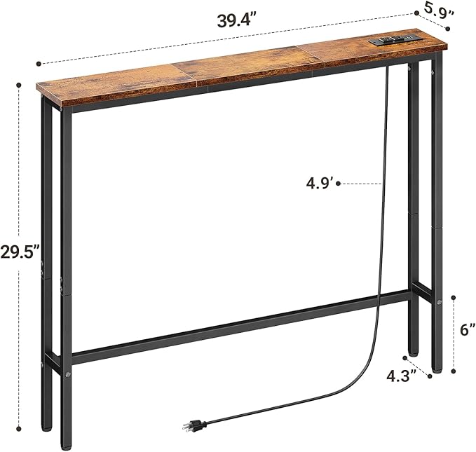 ELYKEN 5.9" Narrow Console Sofa Table