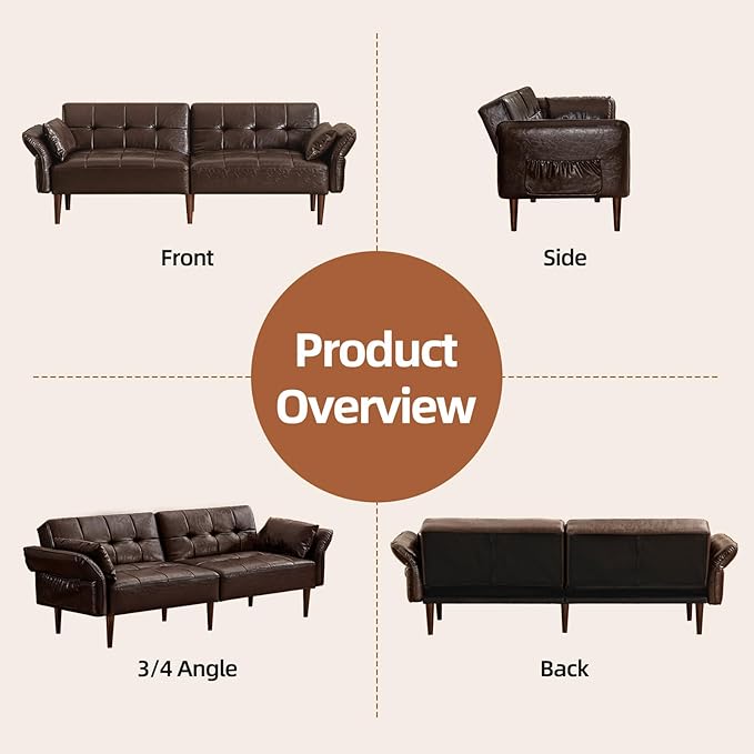 HALLYBEE 85” Futon Sofa Bed, Sleeper Sofa, Small Couch