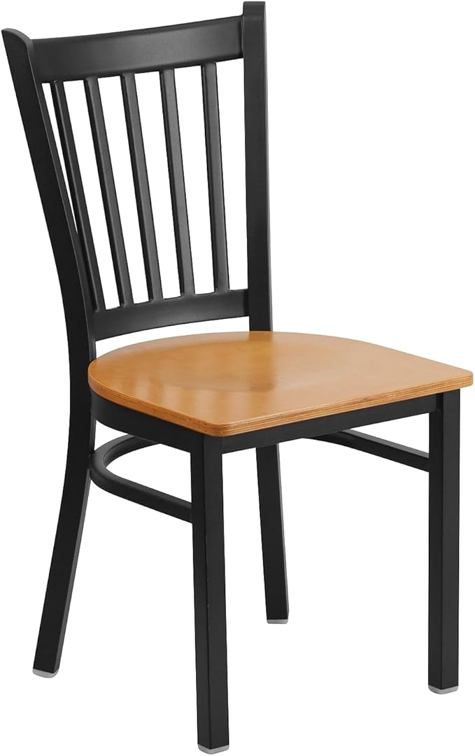Flash Furniture 2 Pack HERCULES Series Black Vertical Back Metal Restaurant