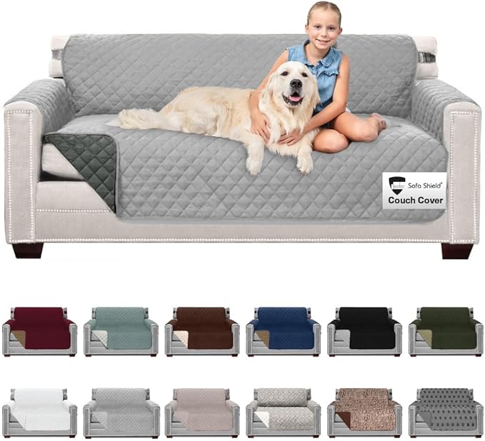Sofa Shield Couch Slip Covers for Dogs, Reversible Furniture Protector